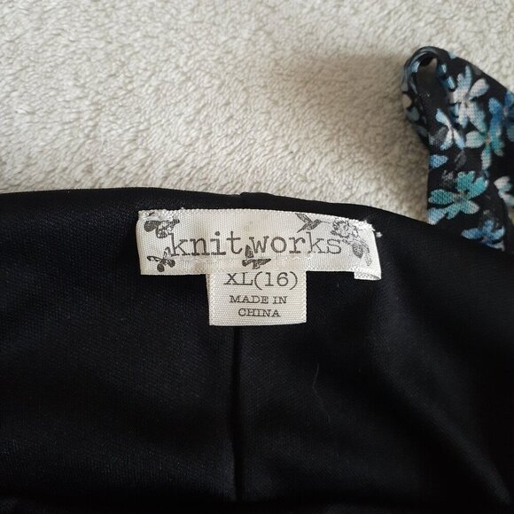 Knitworks Girl's Size XL (16) Blue Ditsy Floral Power Mesh Sleevless 90's Dress - Picture 4 of 10